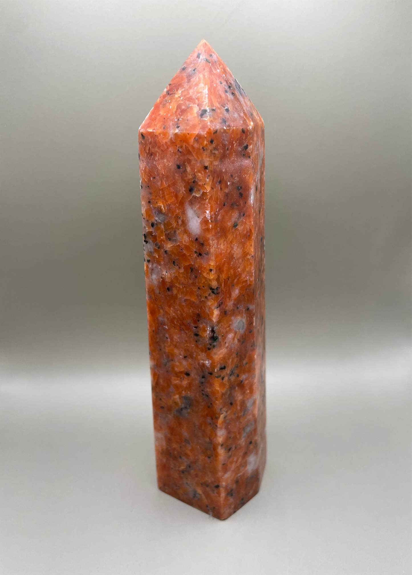 Witching Hour Treasures: Orange Calcite with Blue Apatite Tower no. 1