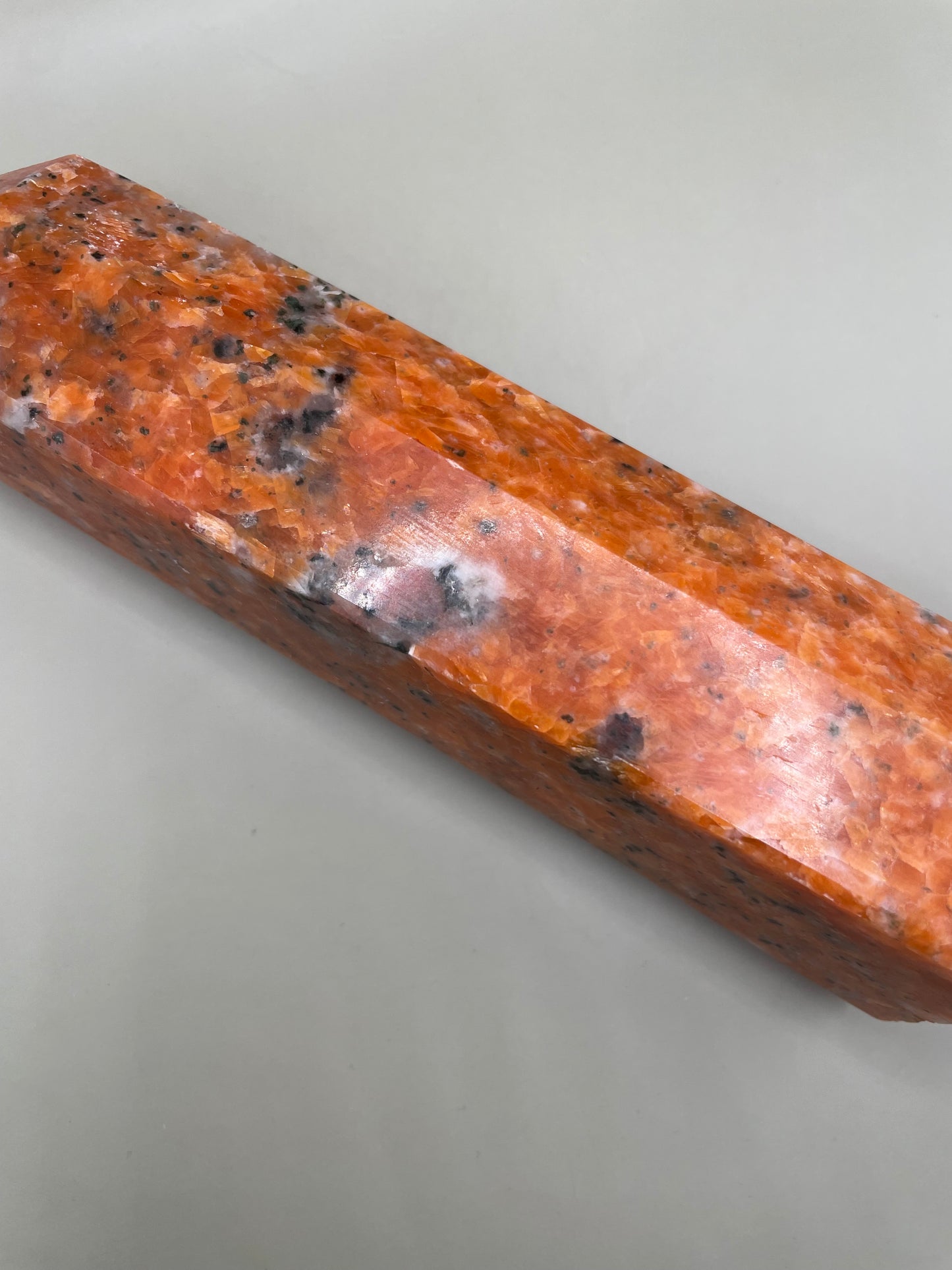 Witching Hour Treasures: Orange Calcite with Blue Apatite Tower no. 1