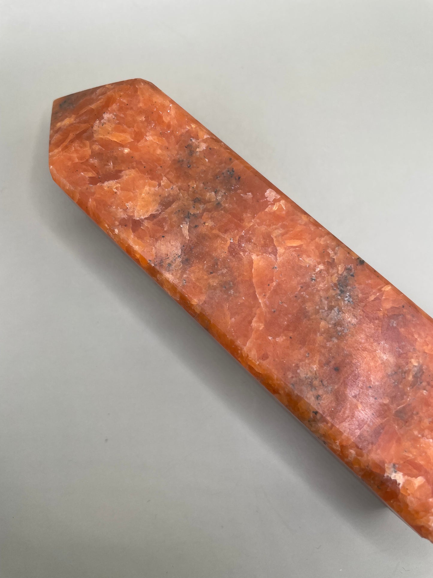 Witching Hour Treasures: Orange Calcite with Blue Apatite Tower no. 4