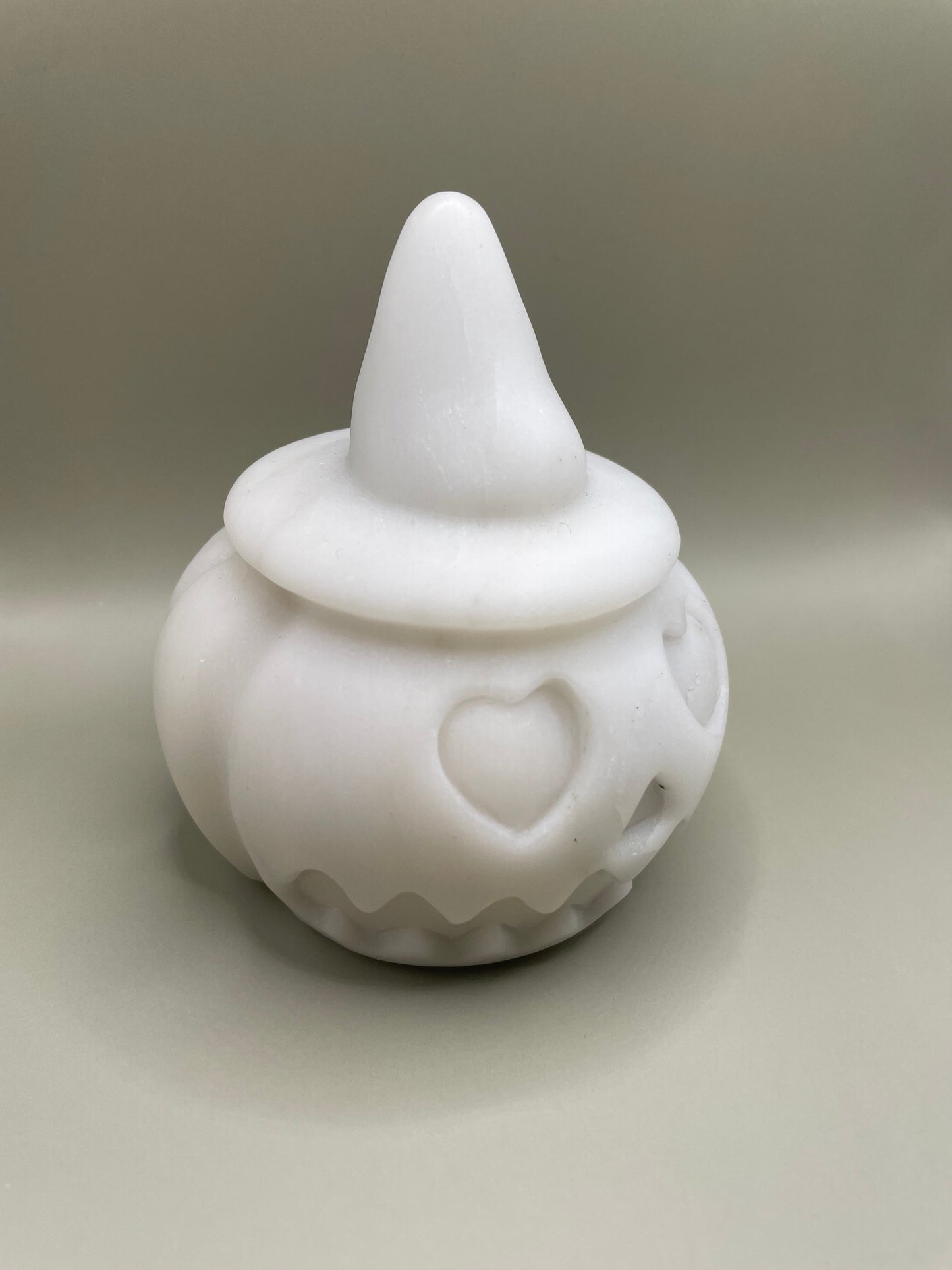Witching Hour Treasures: XL White Jade Carved Pumpkin no. 1