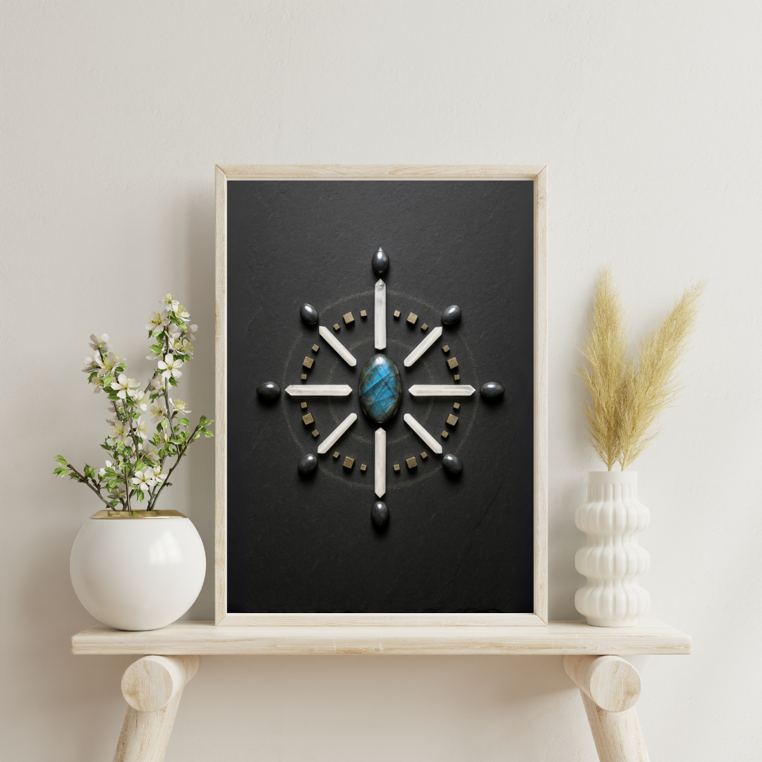 Crystal Grids - Compass Rose Grid (North Star Alignment) Digital Print