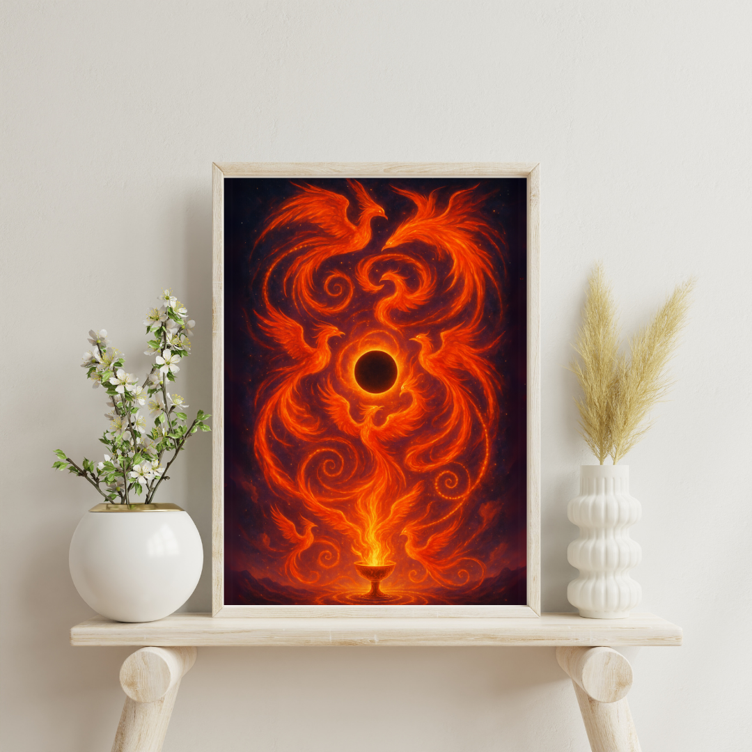 Celestial Rebirth - Ecliptic Flame Dance Digital Print