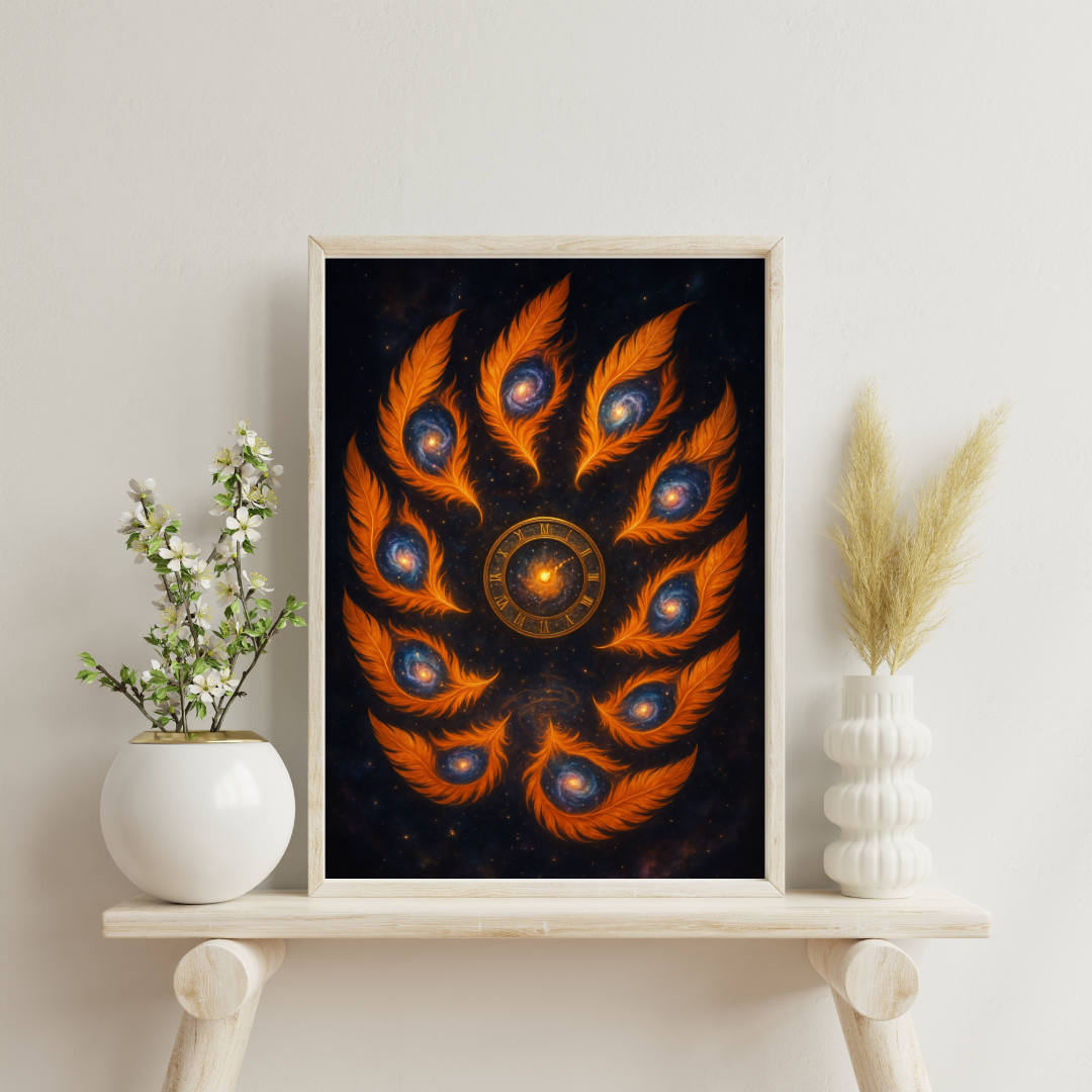 Celestial Rebirth - Feathers of Time Digital Print