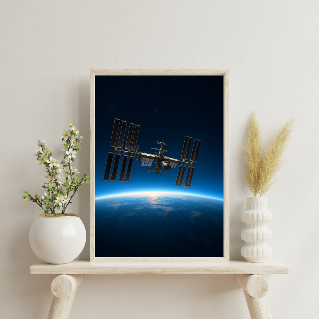 Cosmic Wonders - International Space Station over Earth Digital Print