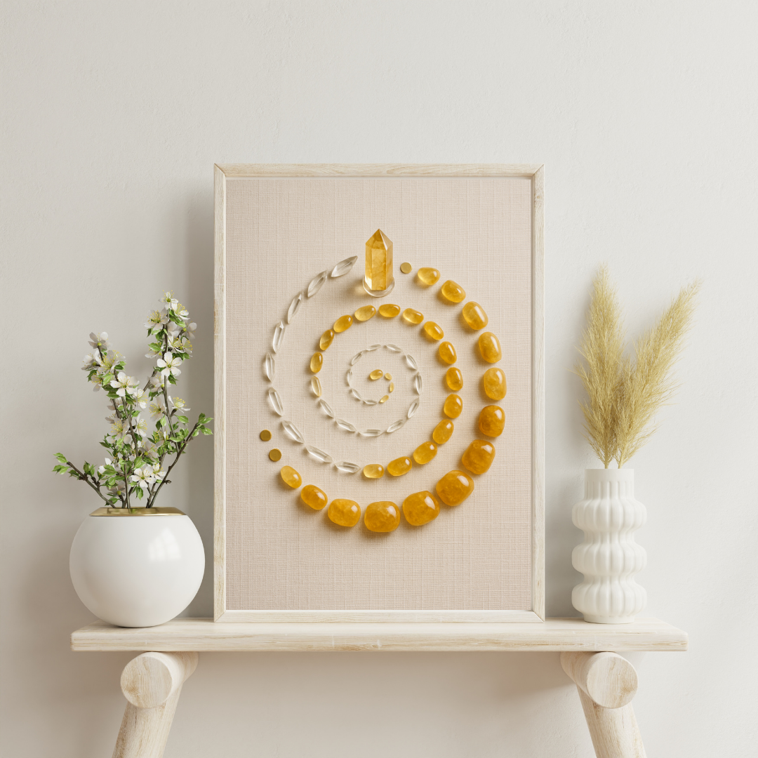 Crystal Grids - Spiral of Becoming (Golden Ratio Citrine Path) Digital Print