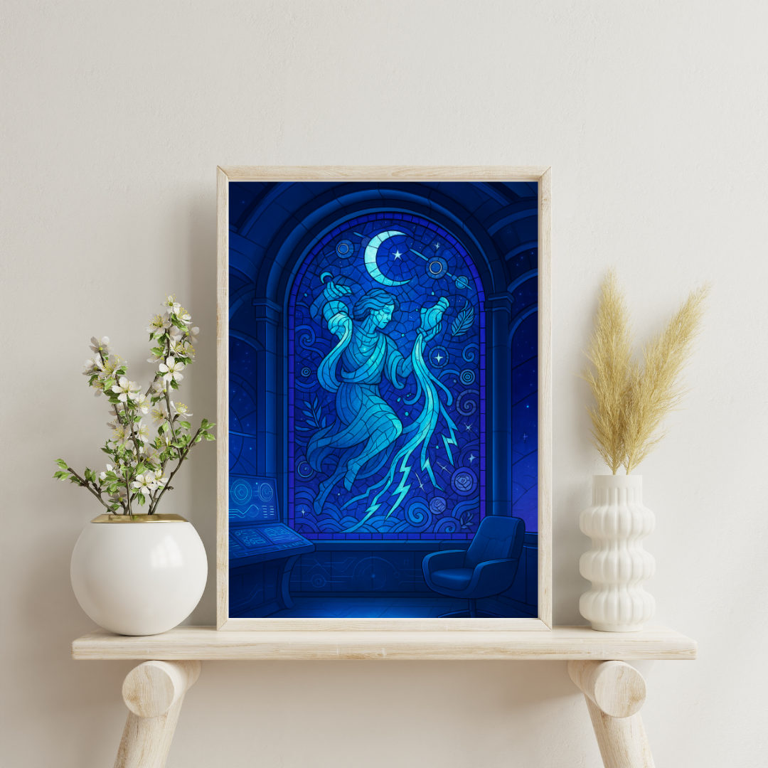 Zodiac Mosaic Windows - Aquarius Digital Print
