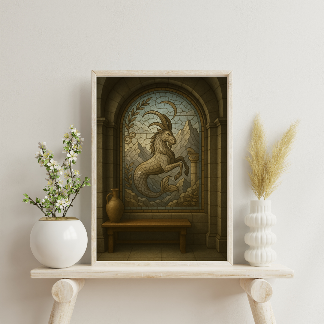 Zodiac Mosaic Windows - Capricorn Digital Print