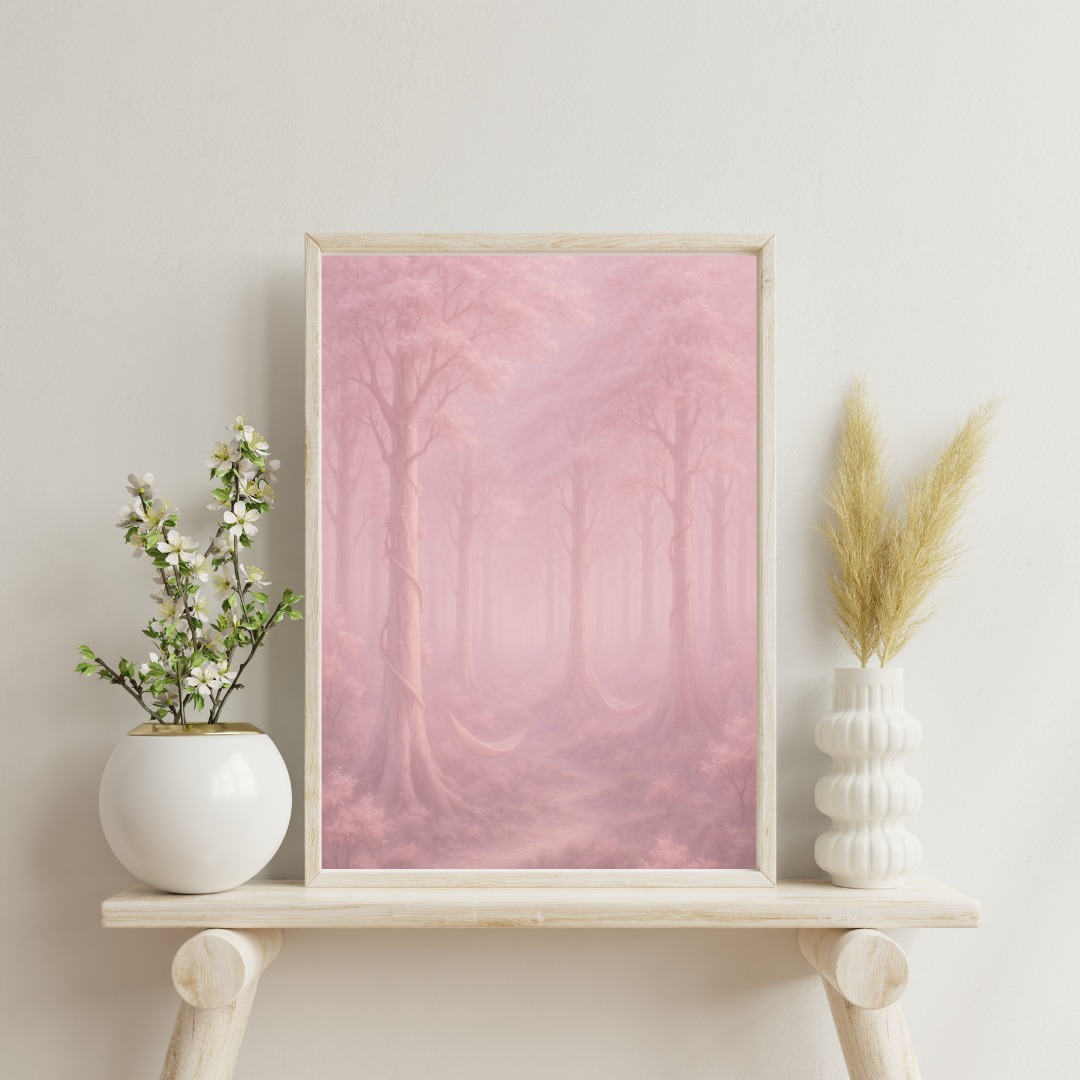 Forests Beyond the Veil - Rose Quartz Canopy Digital Print