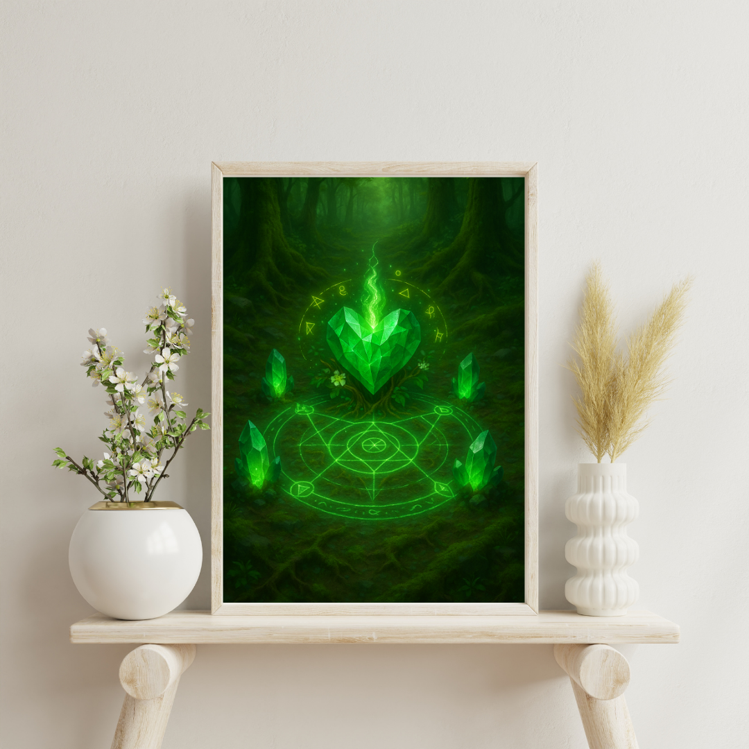 Green Alchemy - Emerald Transmutation Circle Digital Print