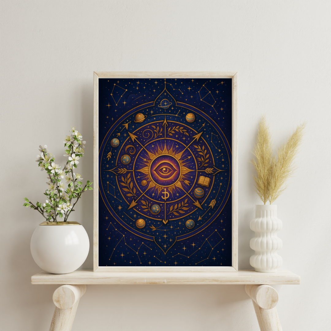 Zodiac and Planet Mandalas - Sagittarius and Jupiter Digital Print