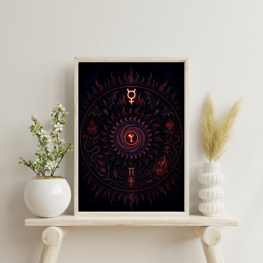 Zodiac and Planet Mandalas - Scorpio and Pluto + Mars Digital Print