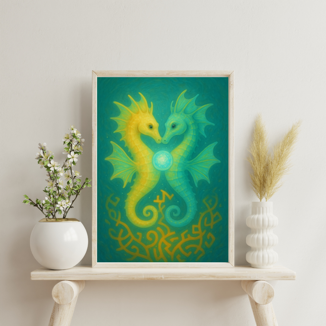 Zodiac Seahorses - Gemini Digital Print