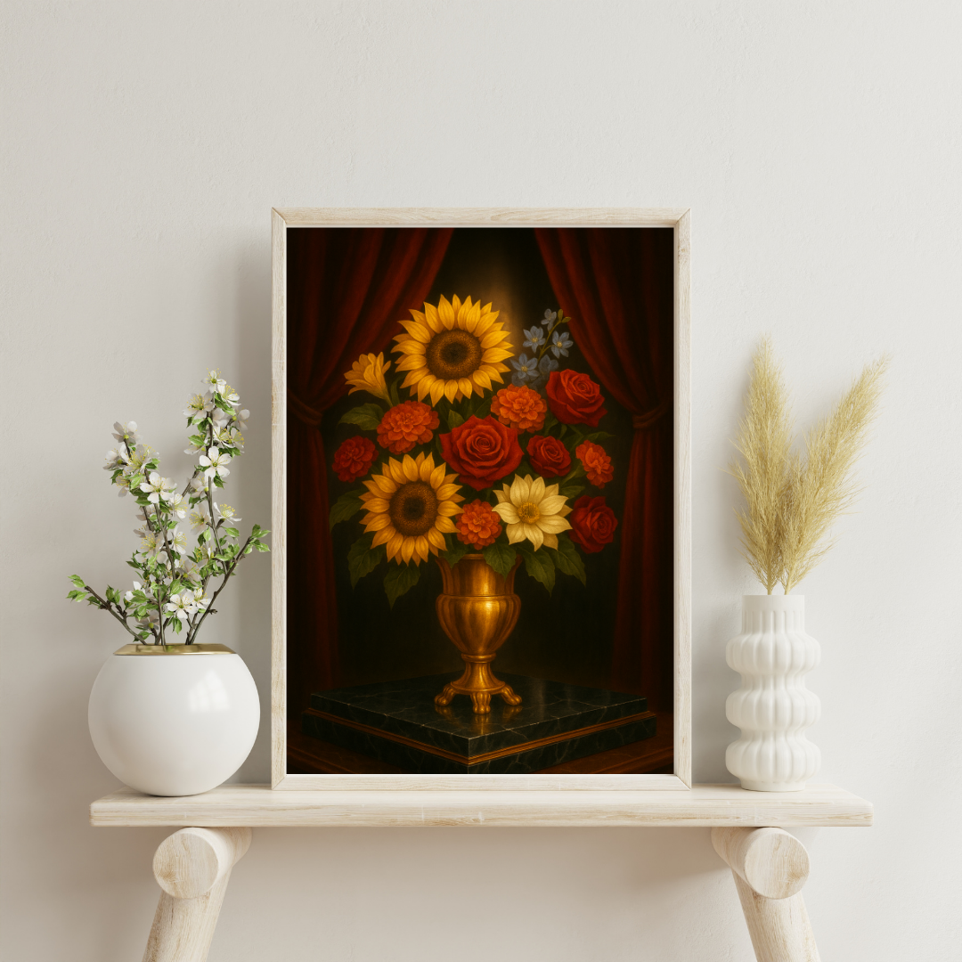 Zodiac Vases with Flowers - Leo Digital Print