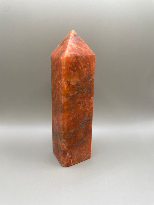 Witching Hour Treasures: Orange Calcite with Blue Apatite Tower no. 4