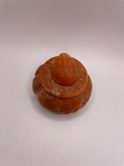 Witching Hour Treasures: Orange Calcite Pumpkin Carving with Hat no. 1