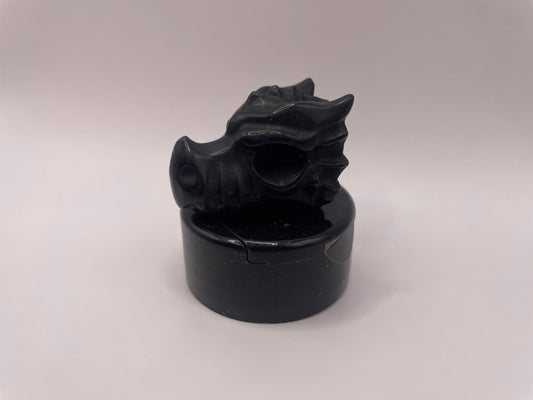 Witching Hour Treasures: Black Obsidian Dragon Skull no. 1