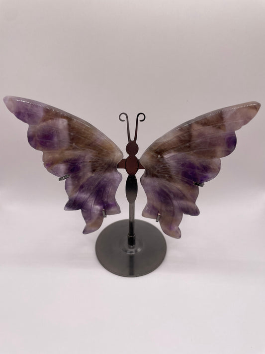 Chevron Amethyst Butterfly on Metal Stand no. 1