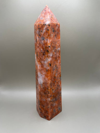 Witching Hour Treasures: Orange Calcite with Blue Apatite Tower no. 2