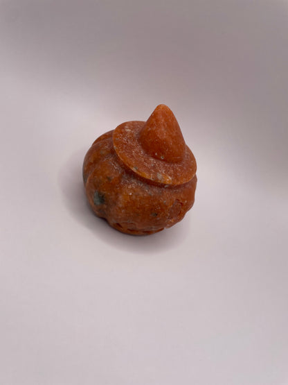 Witching Hour Treasures: Orange Calcite Pumpkin Carving with Hat no. 1