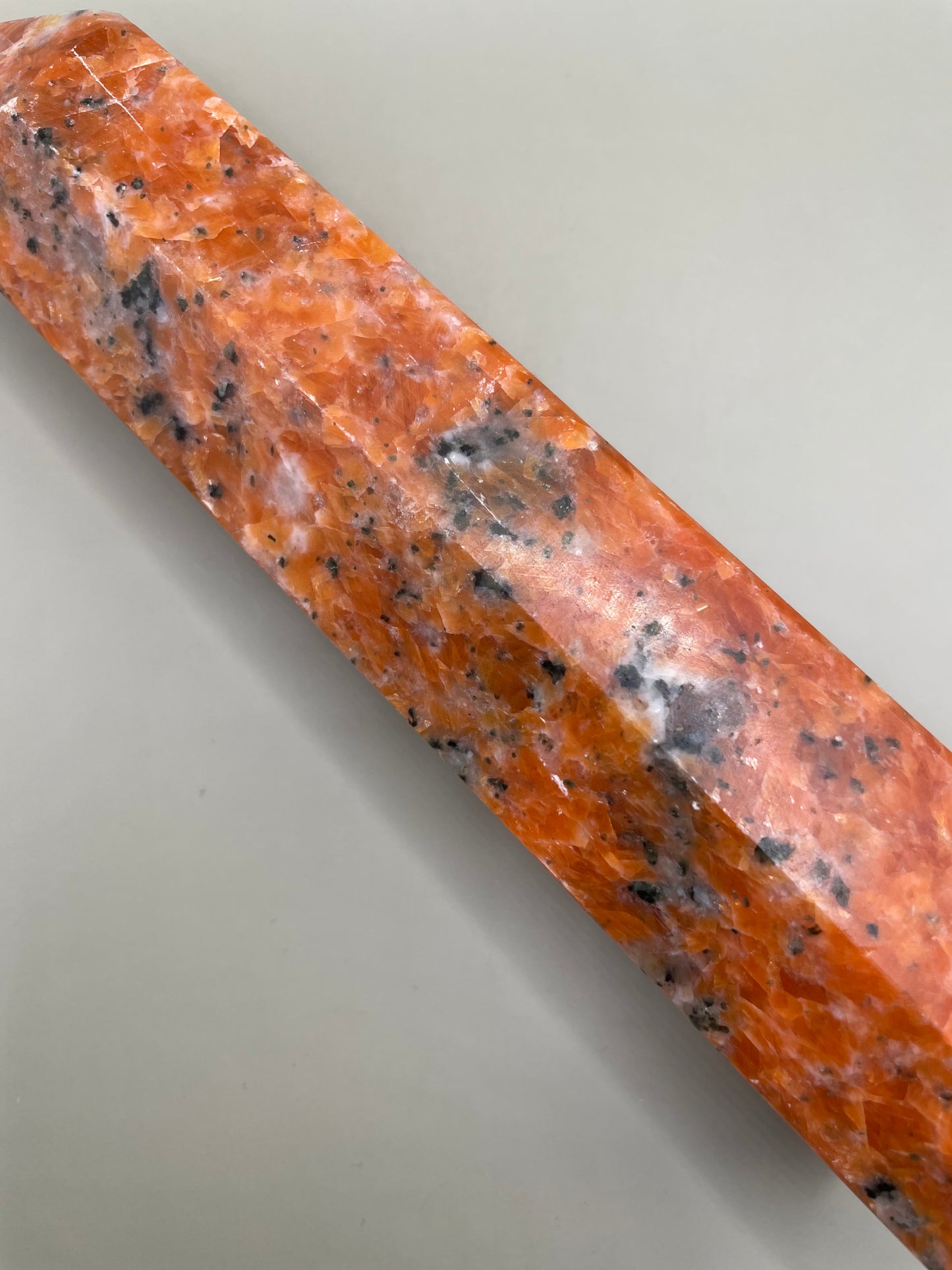 Witching Hour Treasures: Orange Calcite with Blue Apatite Tower no. 2