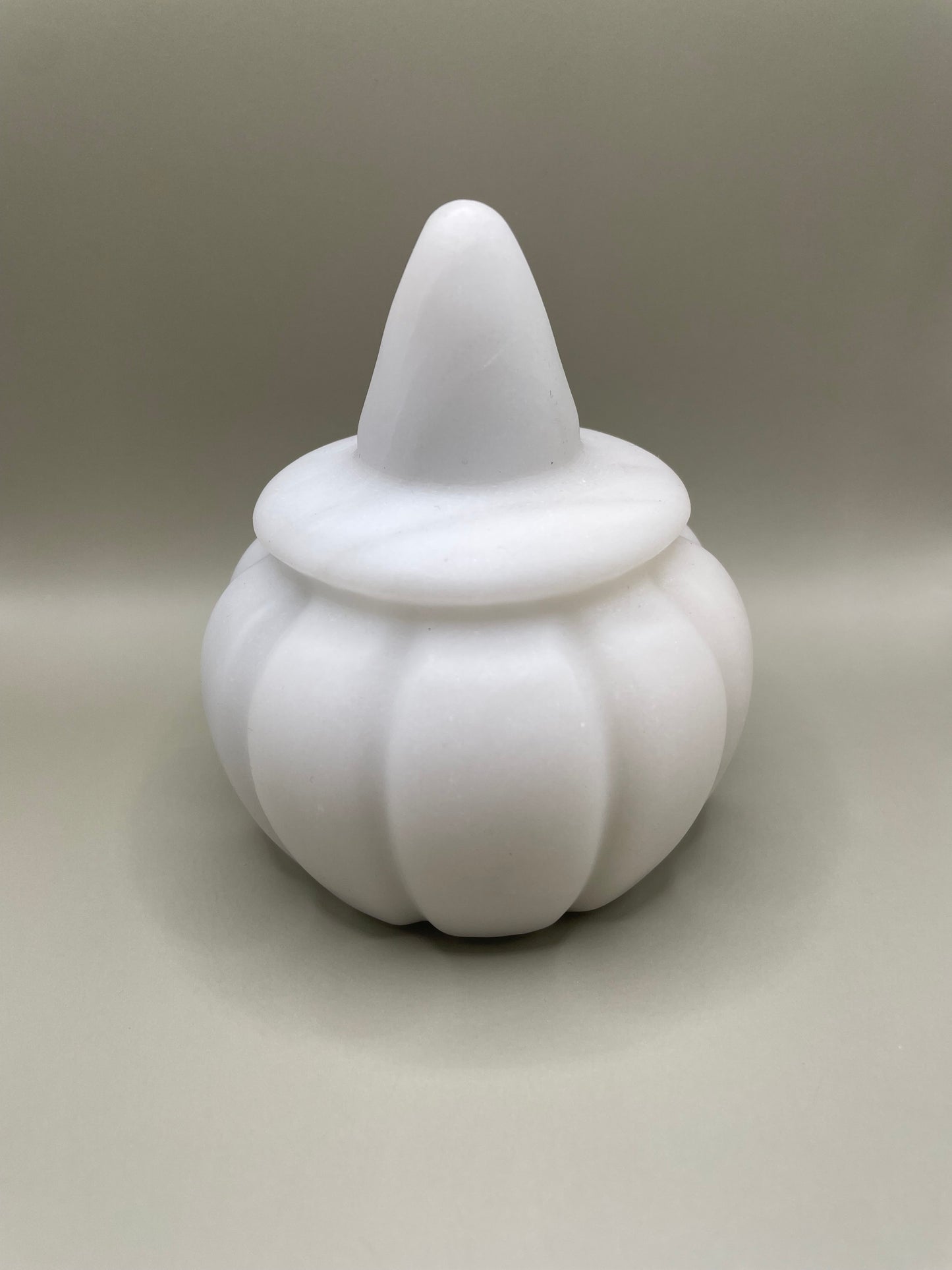 Witching Hour Treasures: XL White Jade Carved Pumpkin no. 1