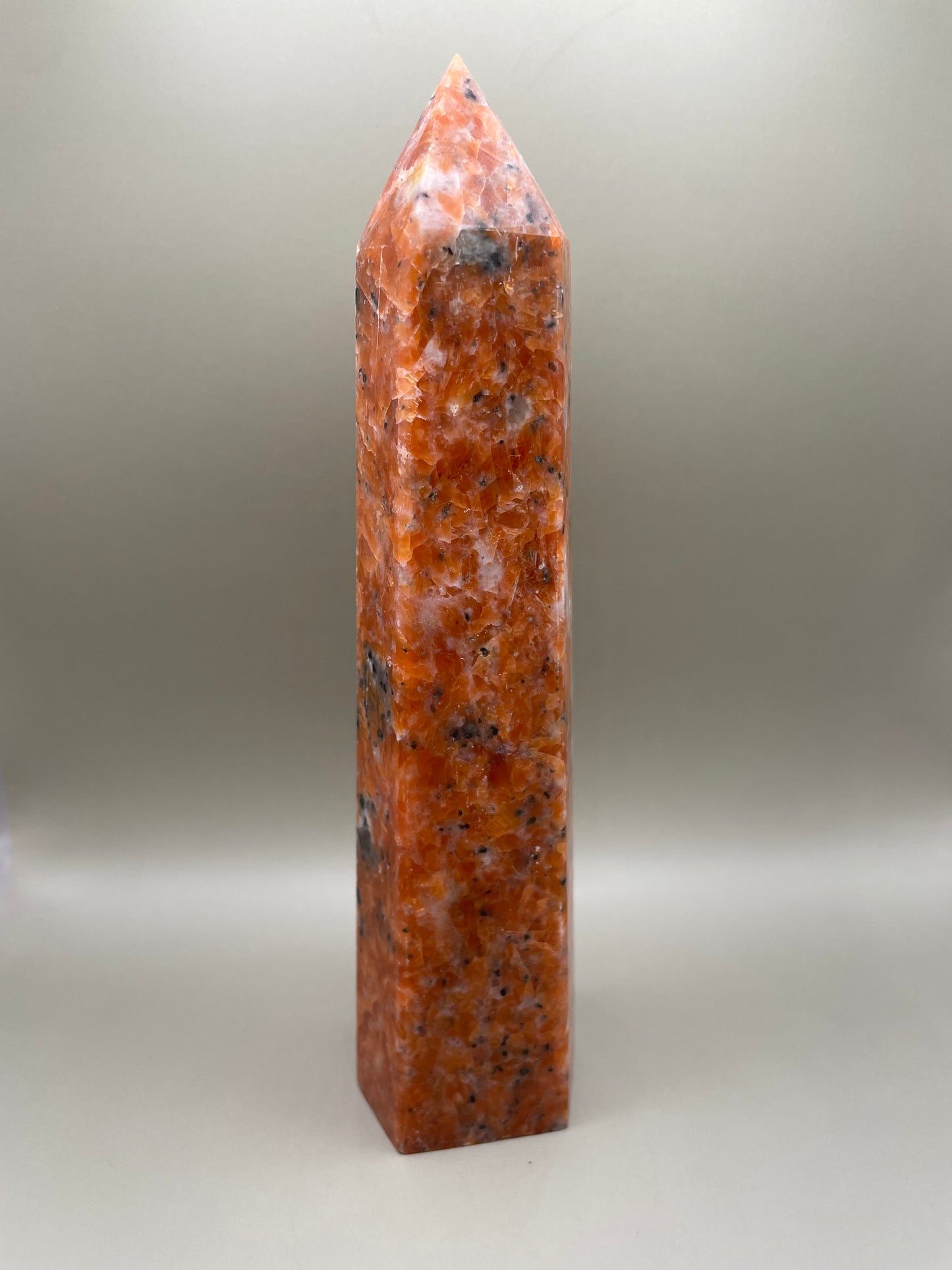 Witching Hour Treasures: Orange Calcite with Blue Apatite Tower no. 2