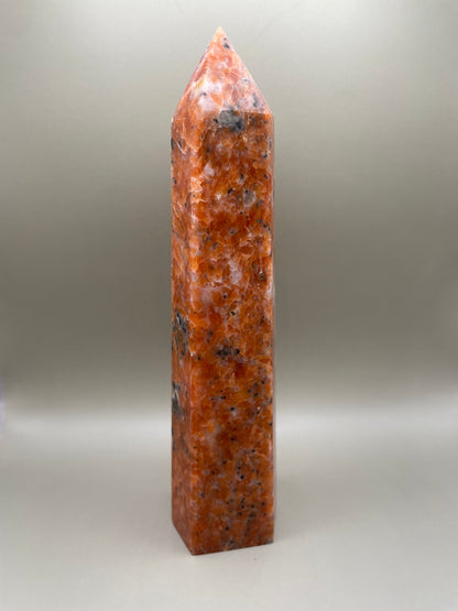 Witching Hour Treasures: Orange Calcite with Blue Apatite Tower no. 2