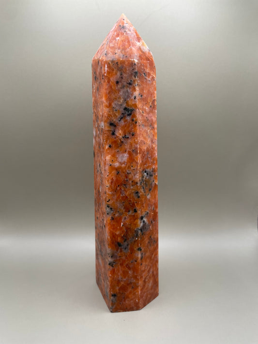 Witching Hour Treasures: Orange Calcite with Blue Apatite Tower no. 2
