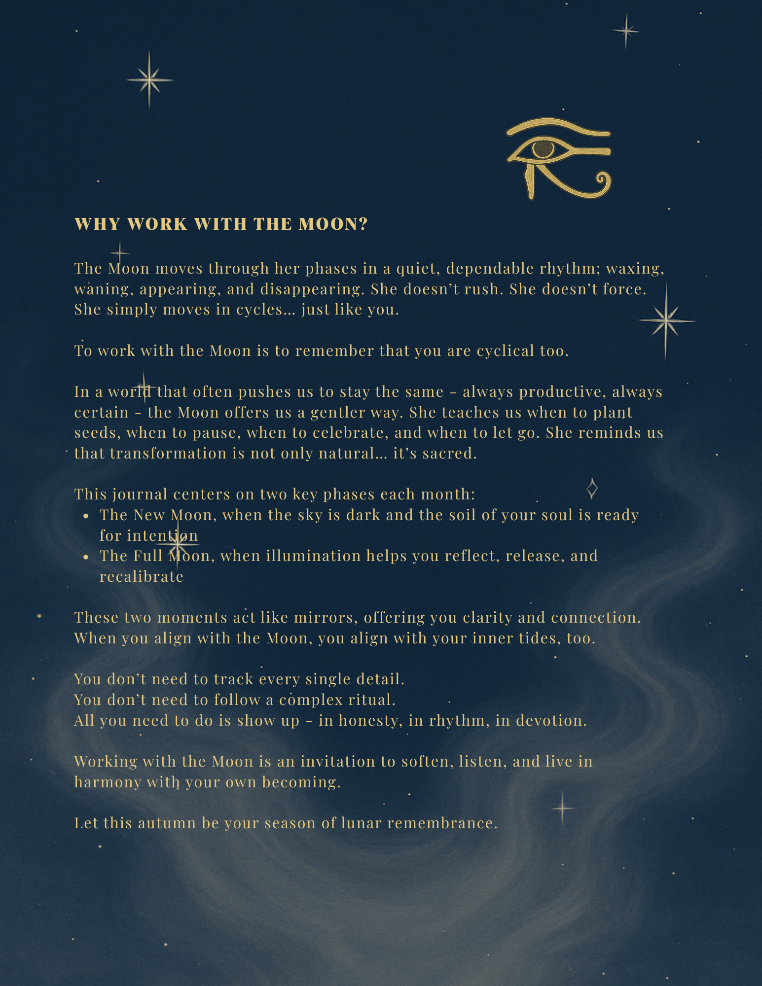 A page telling about why you should work with the moon