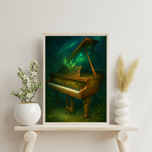 Celestial Wonders Symphony - Earth Verdant Grand Piano Digital Print