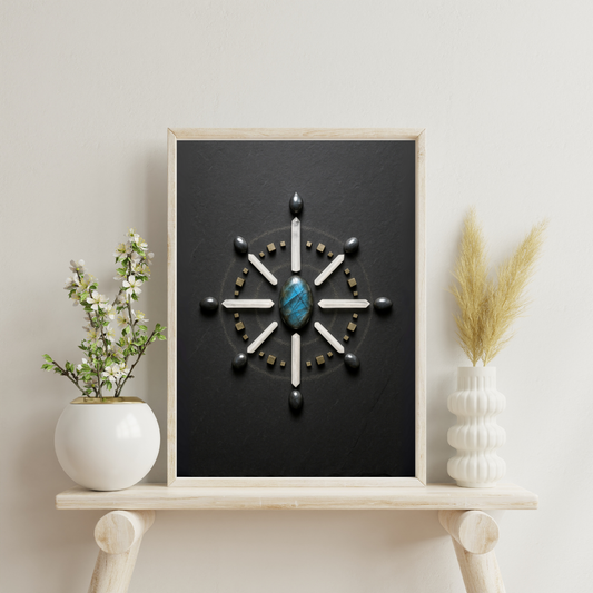 Crystal Grids - Compass Rose Grid (North Star Alignment) Digital Print