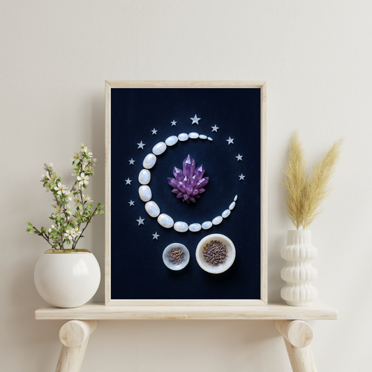 Crystal Grids - Crescent Moon Nest (Dream & Intuition) Digital Print