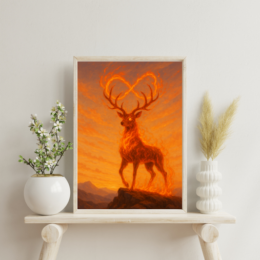 Astrological Houses Spirit Animals - 1st House: Fire Stag Digital Print