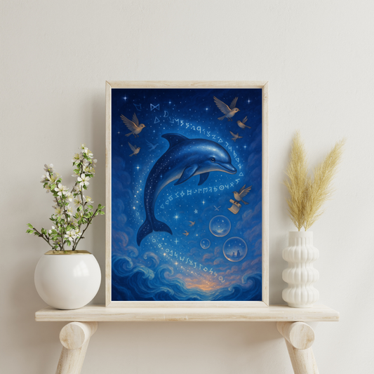 Astrological Houses Spirit Animals - 3rd House: Celestial Dolphin Digital Print