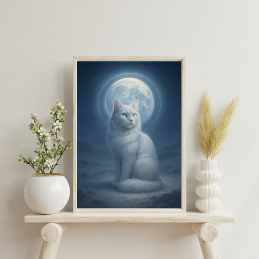 Celestial Wonders Cats - Moon Digital Print