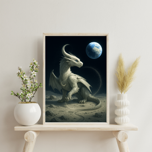 Celestial Wonders Dragons - Moon Digital Print
