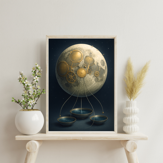 Celestial Wonders Surreal Ephemeris - Moon Digital Print