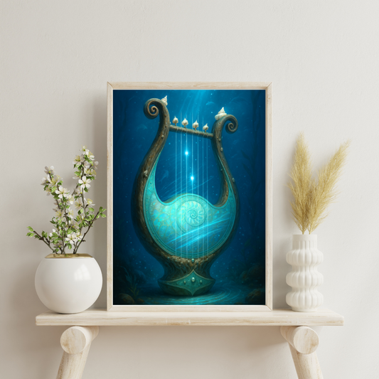 Celestial Wonders Symphony - Neptune Oceanic Lyre Digital Print