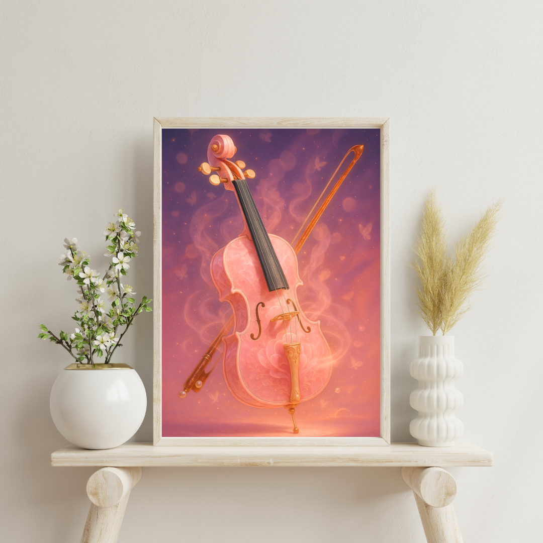 Celestial Wonders Symphony - Venus Rose Quartz Cello Digital Print