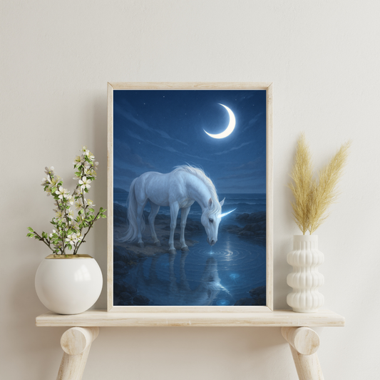 Celestial Wonders Unicorns - Moon Digital Print