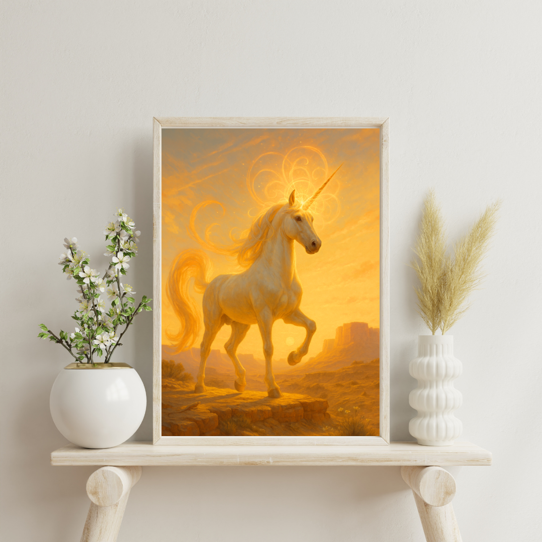 Celestial Wonders Unicorns - Sun Digital Print