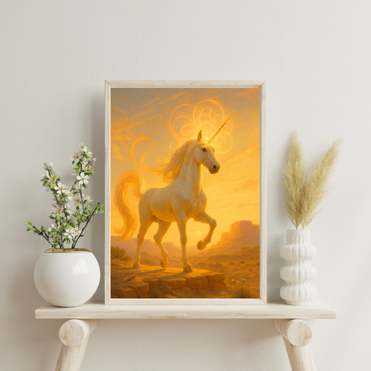 Celestial Wonders Unicorns - Sun Digital Print