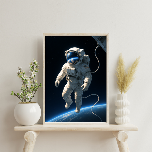 Cosmic Wonders - Astronaut Floating in Space Digital Print