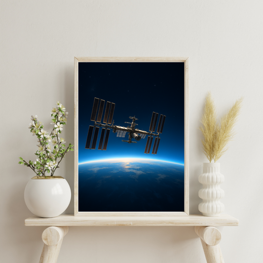 Cosmic Wonders - International Space Station over Earth Digital Print