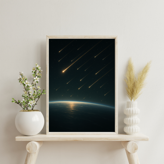 Cosmic Wonders - Meteor Shower Over Earth Digital Print