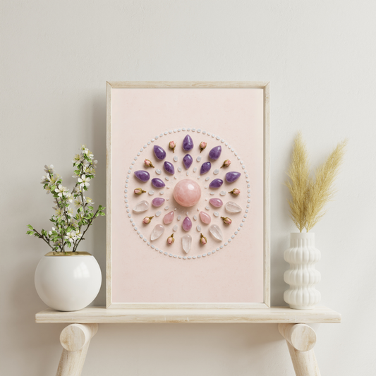 Crystal Grids - Flower-of-Life Bloom (Rose & Amethyst Harmony) Digital Print