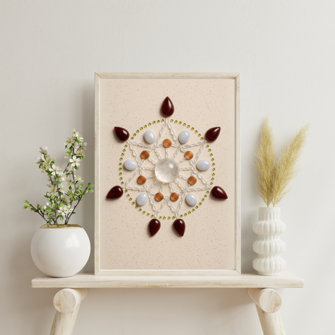 Crystal Grids - Nonagram Veil (Garnet & Moonstone Devotion Gate) Digital Print