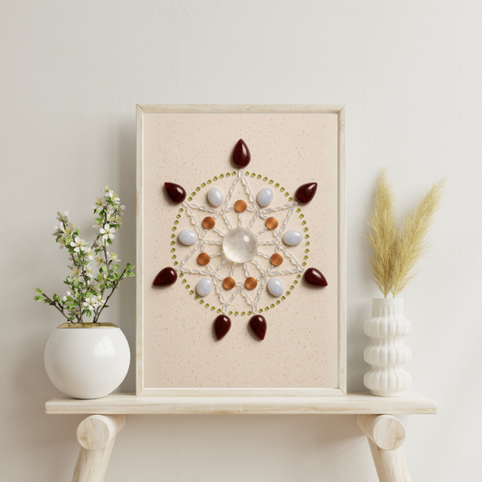 Crystal Grids - Nonagram Veil (Garnet & Moonstone Devotion Gate) Digital Print