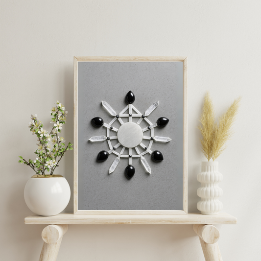 Crystal Grids - Octagram Shield (Obsidian Ward & Quartz Clarity) Digital Print
