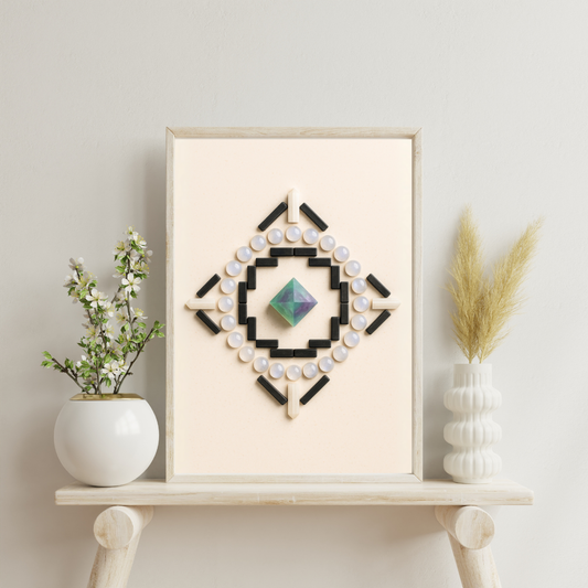 Crystal Grids - Squared Circle Temple (Onyx Gate & Moonstone Halo) Digital Print